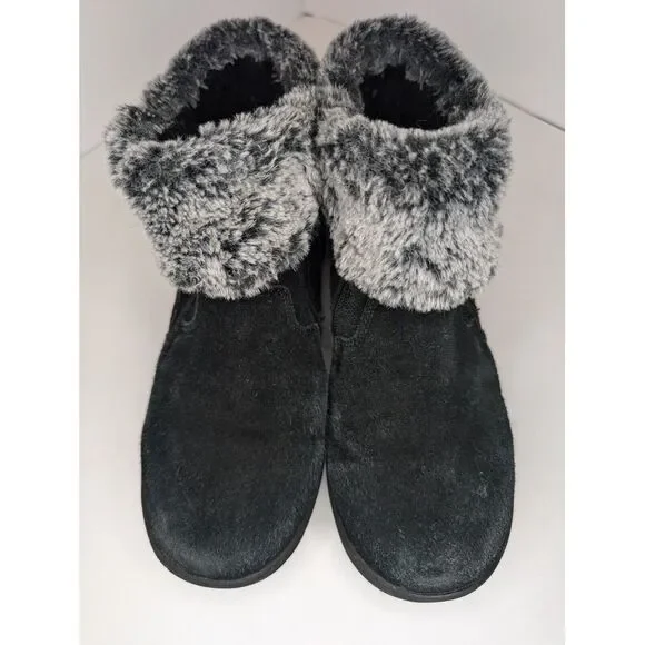 Khombu Jessica Women's Faux Fur Lined Suede Ankle Boots in Black Size 98 - Picture 2 of 8